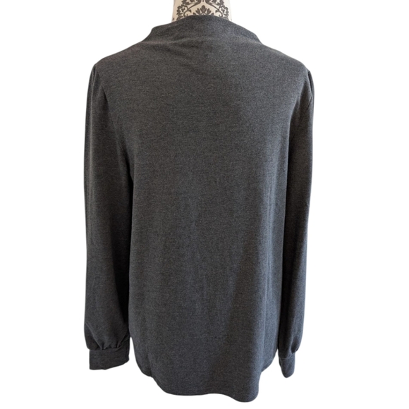 Encircled The Comfy Blouse Dark Grey Puff Sleeves Mock Neck Women's size Large - Picture 3 of 11